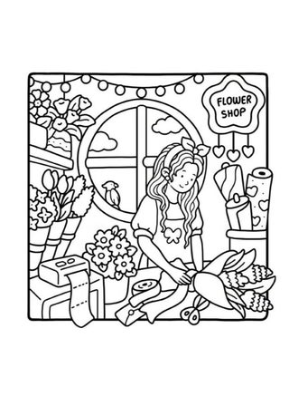 Girl Moments: A Stress-Relief Coloring Book for Adults & Teens, Cute & Cozy Daily Activities, Mindfulness Illustrations, Relaxing Anti-Anxiety Art Therapy, 40 Hand Drawn Pages Ready for Coloring (Multicolour) - view 5